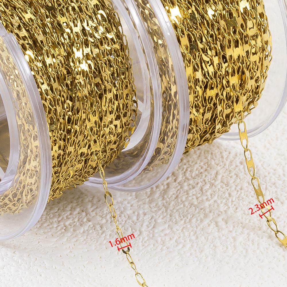 1Meter Stainless Steel Gold Color Flat Oval Filled Cable Chain for DIY Necklace Making Jewelry Making Findings Bracelet Supplies