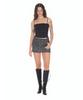 Too Much Tax Washed Cutoff Mini Skirt Charcoal