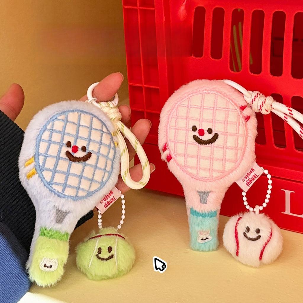 Niedliche Plüsch-Tennisschläger-Figur Anhänger, Tasche, Schlüsselanhänger Anhänger, bester Freund Anhänger für Paare