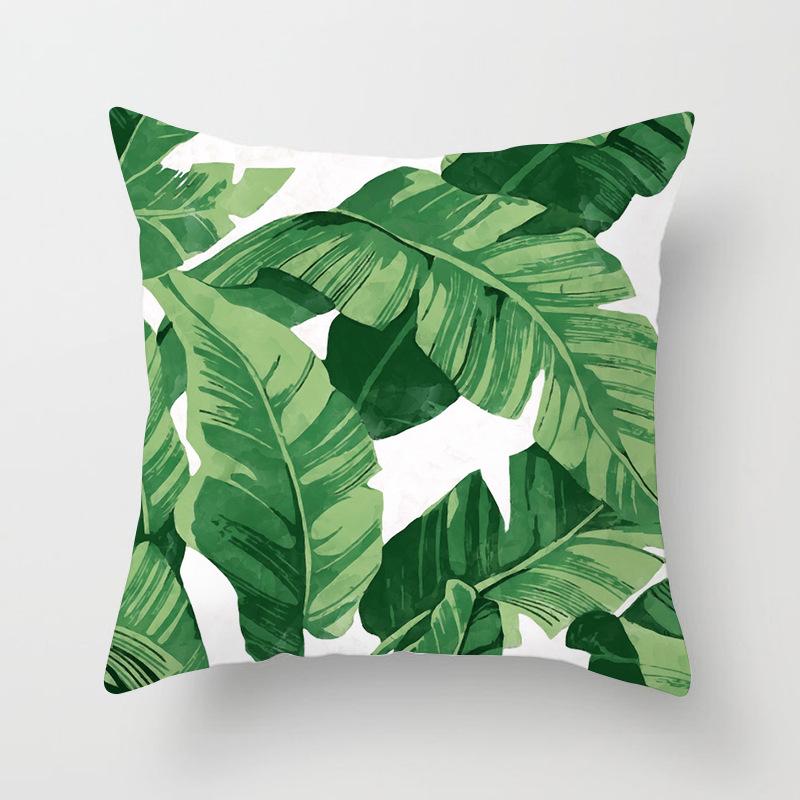 Fashionable Tropical Plant Polyester Pillowcase Office Fabric Sofa Cushion Cover Home Peach Leather Velvet Pillowcase