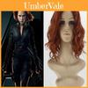 Luxurious Black Widow Natasha Romanoff Short Curly Synthetic Cosplay Wig For Ultimate Costume Perfection