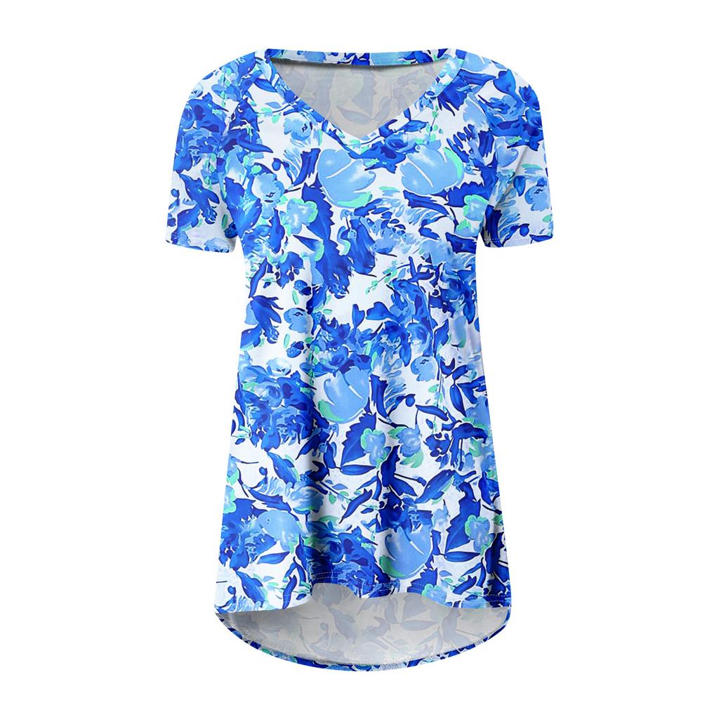 Top a maniche corte plissettati larghi da donna taglie forti top casual scollo a V maniche corte t-shirt casual estive da donna top t-shirt camicie