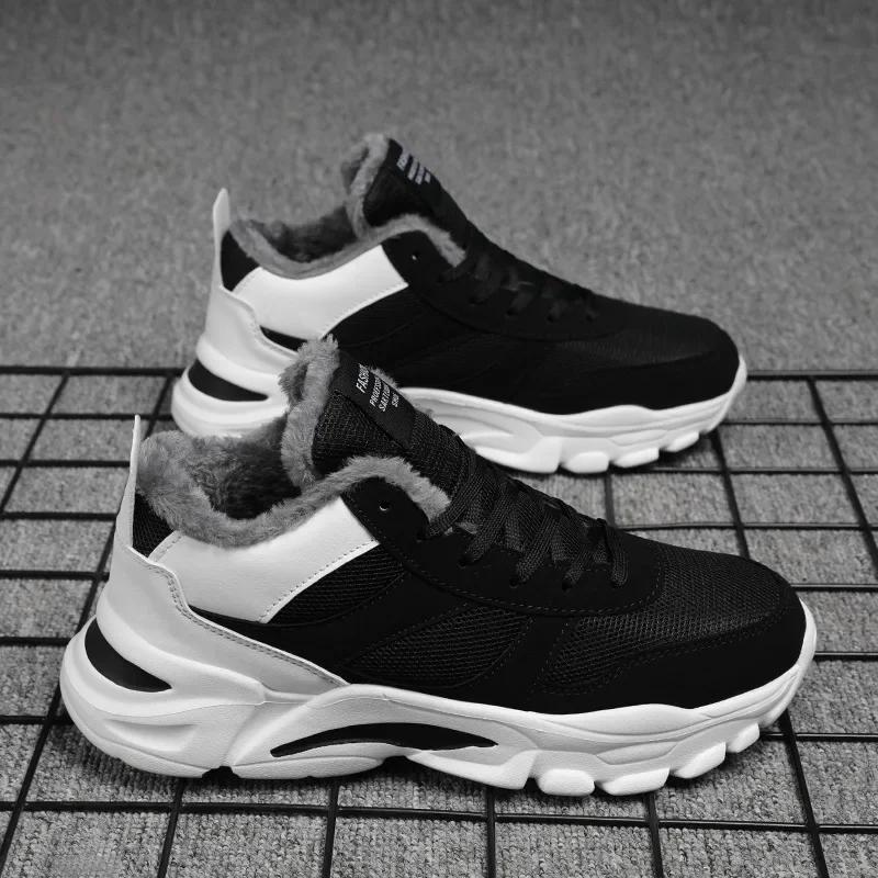 Men Shoes Sneakers Mocassin 2025 New Winter Shoes Warm Fur Lining Lightweight Casual Shoes Men Walking Footwear Male