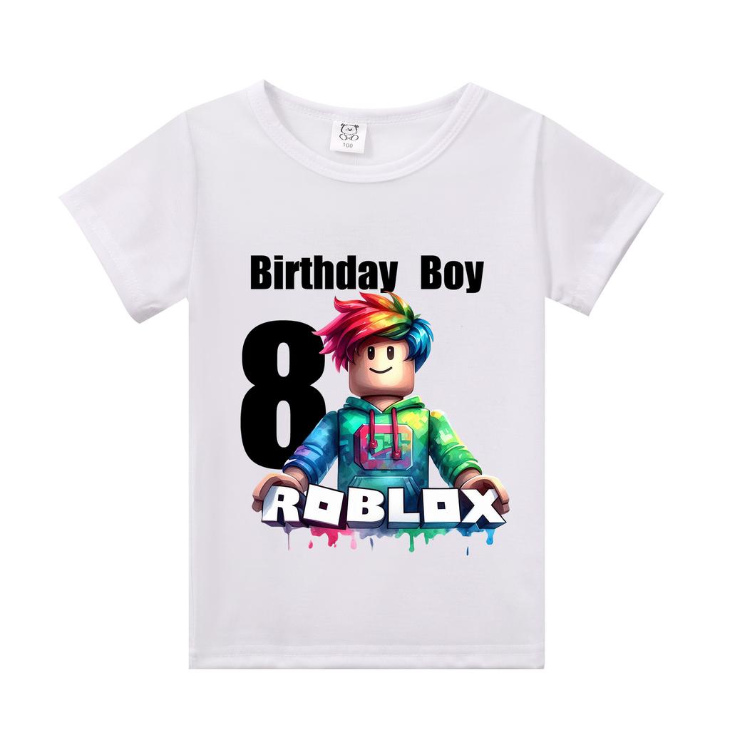 New Roblox Children T Shirts Cartoon Birthday Number Graphic T-shirts Boys Girls Casual Short Sleeves Tops Summer Kids Clothing
