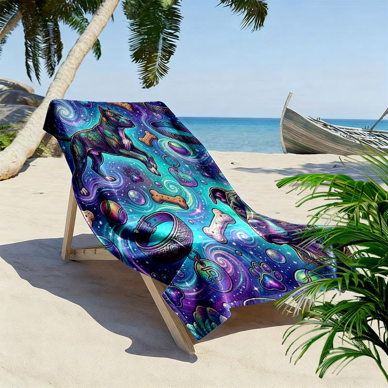 Galaxy Dogs Print Beach Towel, Large Soft Quick Dry Towel for Beach Camping Swimming