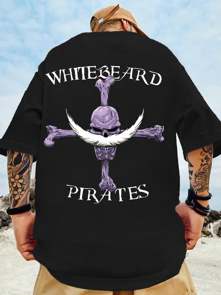 ONE PIECE Anime Giapponese BARBANERA Uomo PIRATI Maglietta Stampata Estiva Casual Manica Corta Ragazzi Cotone Maglietta per Bambini