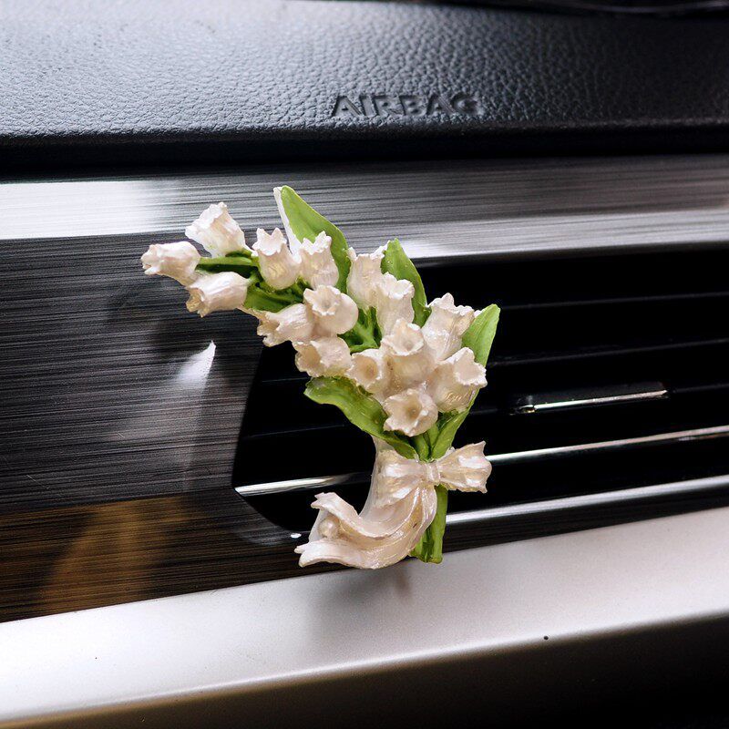 Air Outlet Flower Aromatherapy Car Decoration Gardenia Tulip Rose Peach Blossom Car Perfume Fragrant Stone Pendant