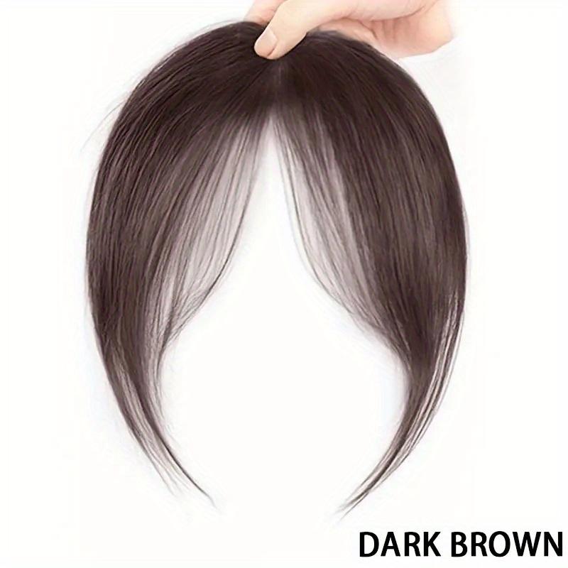 Elegant Straight Synthetic Scissor Bangs Wig For Women Heat Resistant Fiber Hair With Adjustable Snap Mesh Cap
