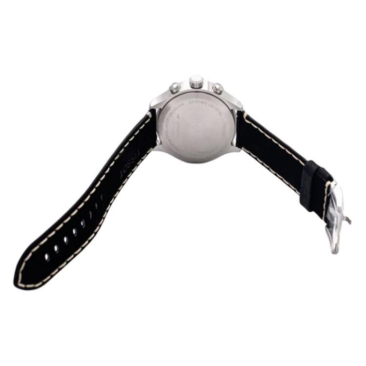 TISSOT Quartz Movement 100m Water Resistance Men's Watch 45mm Black Dial Steel Watch Case Genuine Leather Strap T116.617.16.062.00
