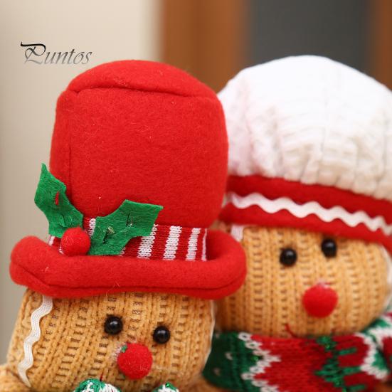 Warm Atmosphere Desktop Decorations Christmas Plush Gingerbread Man Figures with Hat Scarf, Cute Stuffed Family Handmade Polyester Ornaments