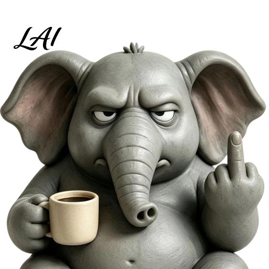 Funny Gorilla Hippo Elephant Figurines Middle‑Finger Figurine with Coffee Cup Resin Animal Statue Novelty Desktop Home Decor for Living