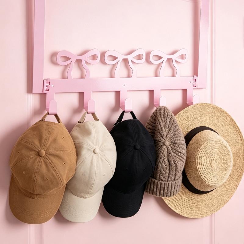 Butterfly Bows Door Mount Hook Strong Metal Construction Hanging Towel Rack For Hanging Multiple Household Items