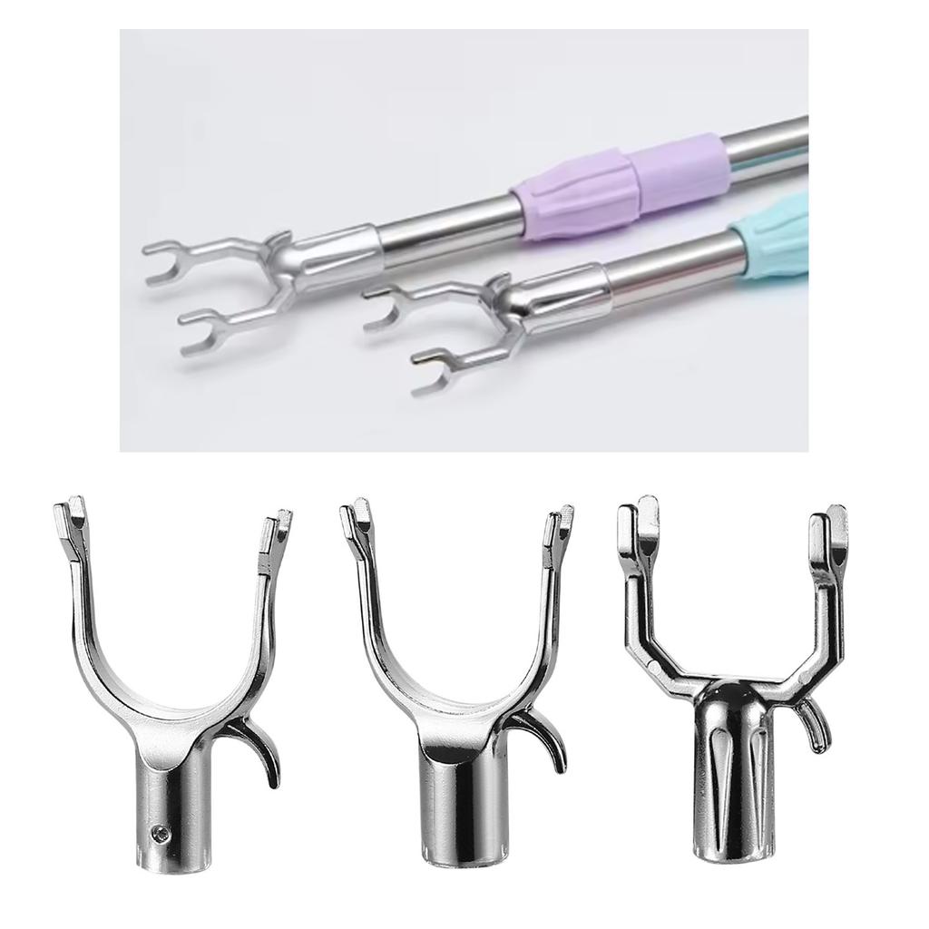 Aluminum Clothes Fork Head Clothes Hanger Reaching Hook Closet Reacher Poles Replacement Hook High Reach Garment Hook