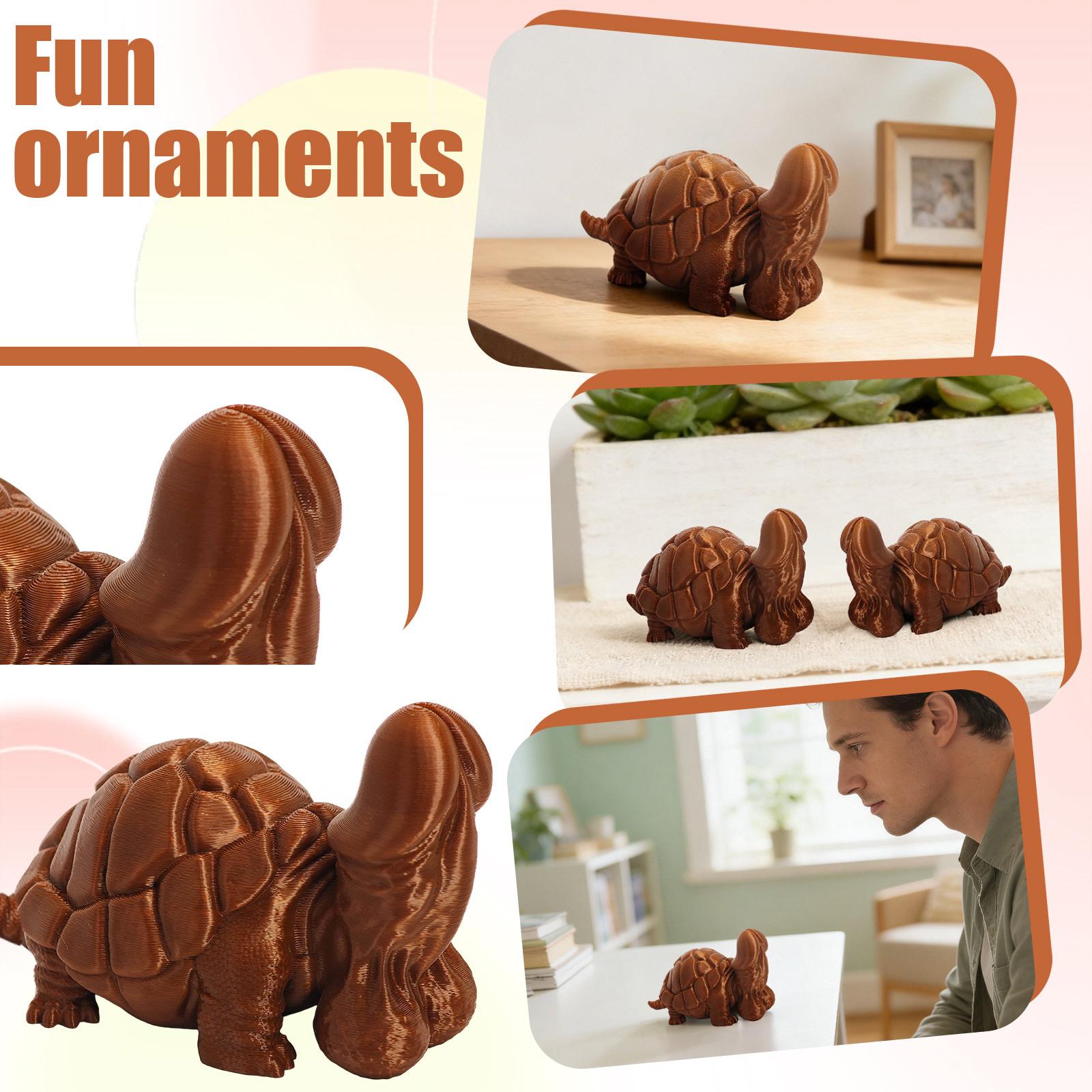 

3D-друкована кумедна фігурка черепахи - Гумористична статуетка тварини з смоли, Декор для столу та Унікальний подарунок для колекціонерів (Коричневий) One Size