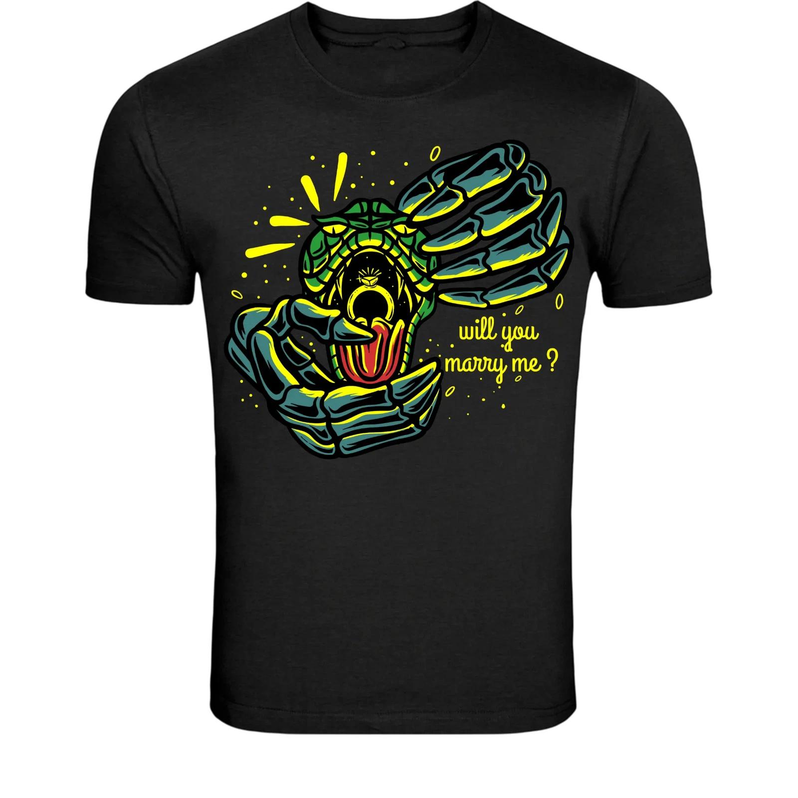 Snake Skeleton Proposal T-Shirt - Funny Dark Love Graphic Tee S