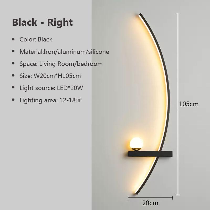 LED Wall Lamp Modern 55/105CM Black For Living Room Bedroom Bedside Corridor Study Room Cloakroom Decorative Lighting Fixtures