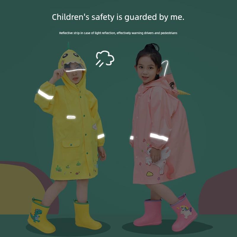 Kids Raincoat Girl Boys Kindergarten Baby Pink Cartoon Dinosaur Elementary School Students Poncho Girls for School