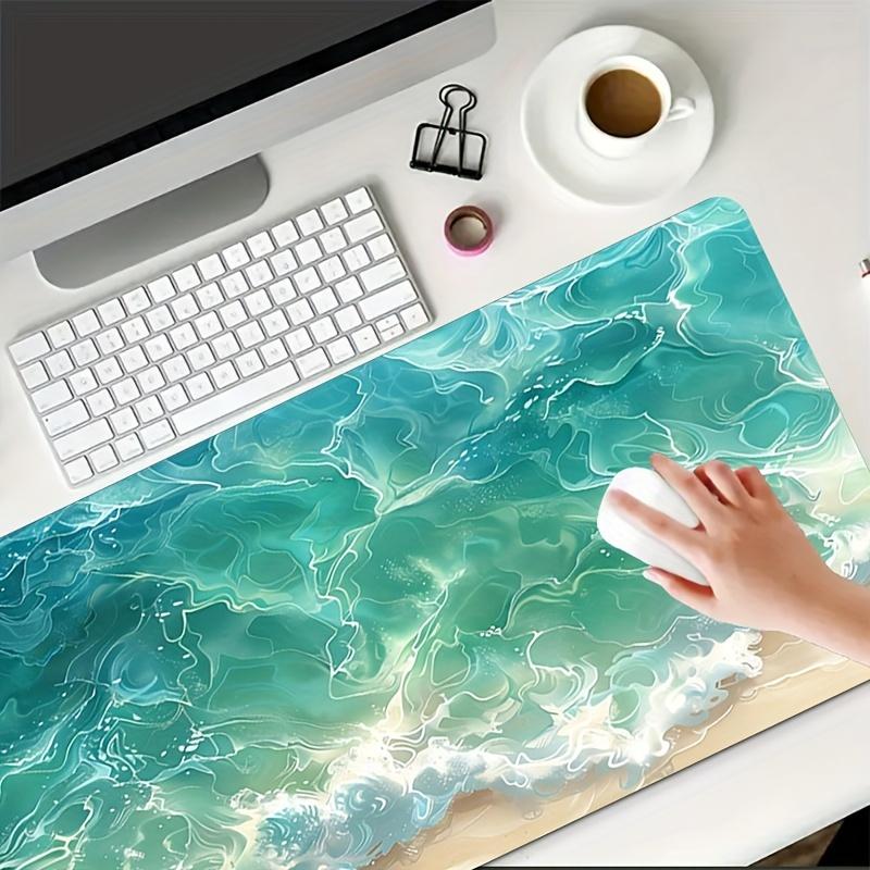 XL Beach Pattern Mouse Pad Anti-Slip Rubber Base Keyboard Desk Mat Stitched Edge Game Table Pad Office Home Computer Accessories