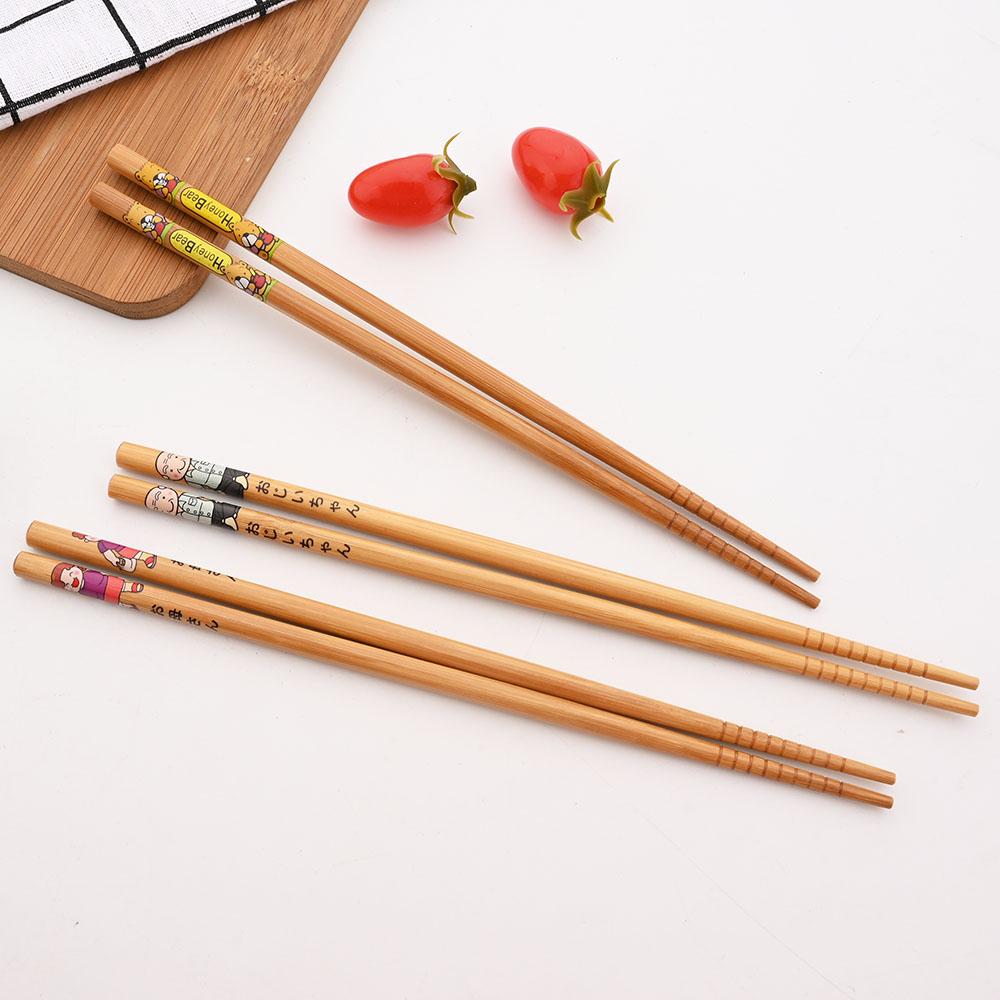 Opakovaně použitelná sada 5 párů Ručně vyráběné bambusové hůlky v japonském stylu Přírodní dřevěné hůlky Sushi Jídlo Kočičí květina Vícebarevné dřevěné hůlky