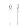 Charm Zircon Long Tassel Pendant Drop Dangle Earring for Women Creative Fashion Stainless Steel Hoop Earring Jewelry Wholesale