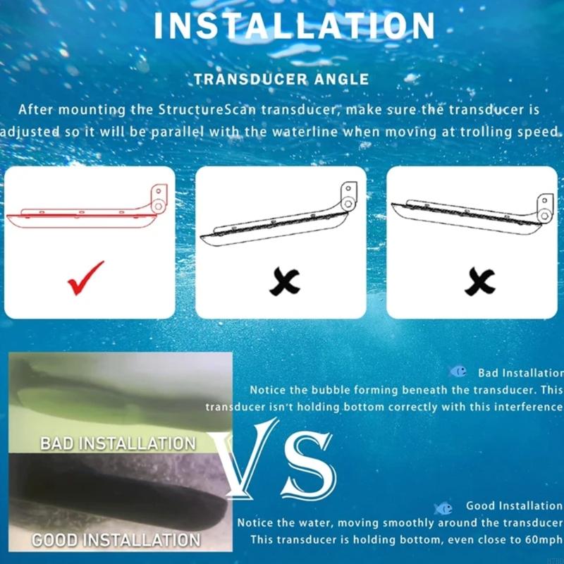 H7BD 000-12603-001 Transducer Transom Mount Bracket Compatible for StructureScan 3D TotalScan Yacht Marine Fishing Shockproof