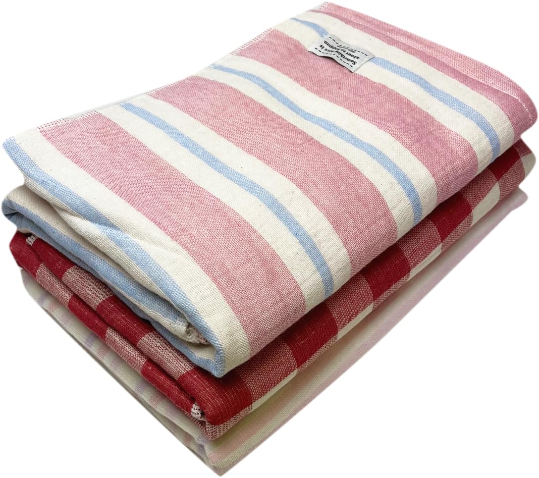 

Set of 3 Omakase Gauze Bath Towels by Untwisted Hagiwara, Yarn, g-omakase-bt3p (Pink Set)