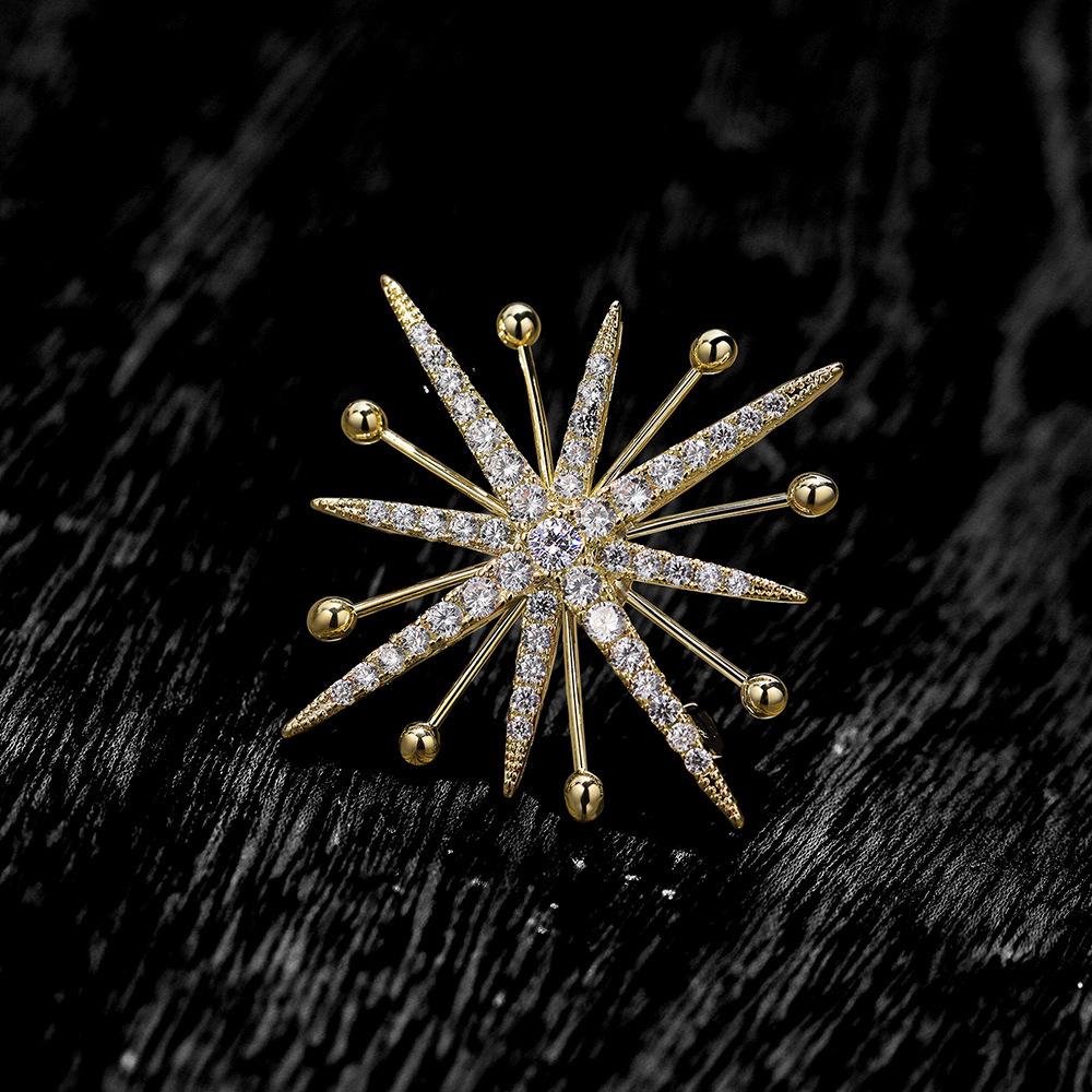Bo Xin Yun Luxury Zirconia Snowflake Brooch: Classic Anti-exposure Accessory Pin