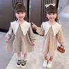 Spring Collection: Girls' Long-Sleeve Plaid Princess Dress In Cotton Linen.