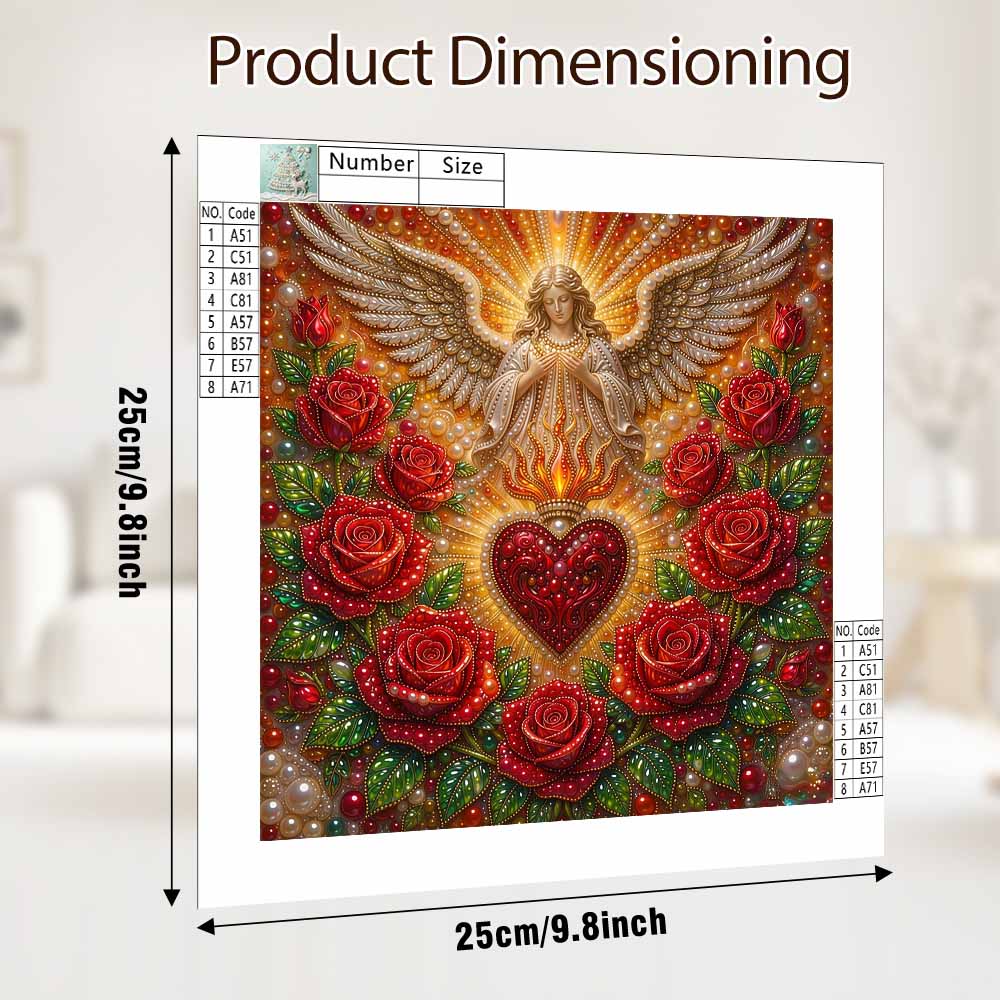 Pearl Painting 5D DIY Decorative Painting. Angel and Red Roses. Cute Birthday Gift. Handmade Art Painting