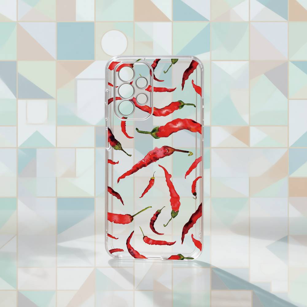 Chili Red Phone Case For Samsung S25,S24,S21,S22,S23,S30,Ultra,S20,Plus,Fe Transparent Cover