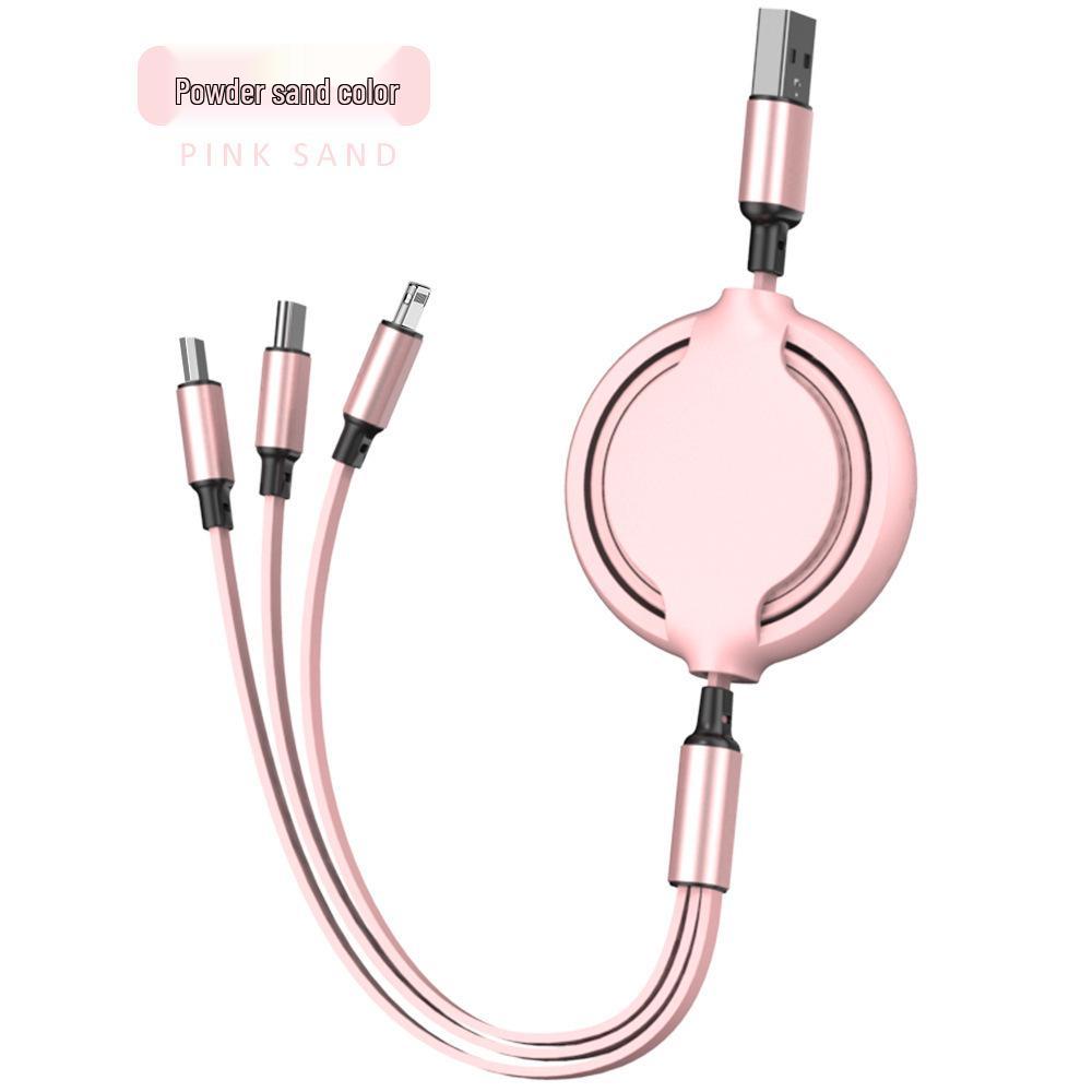 Macaron Retractable 3-in-1 Charging Cable with Double-Sided Logo - Creative Gift and Hot-Selling Mobile Accessory.