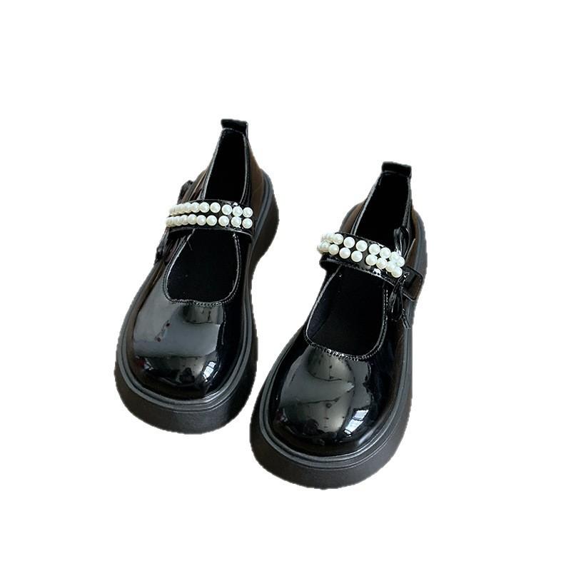 Retro pearl bow Mary Jane shoes women's 2025 summer new thick-soled heightening single shoes Japanese jk small leather shoes