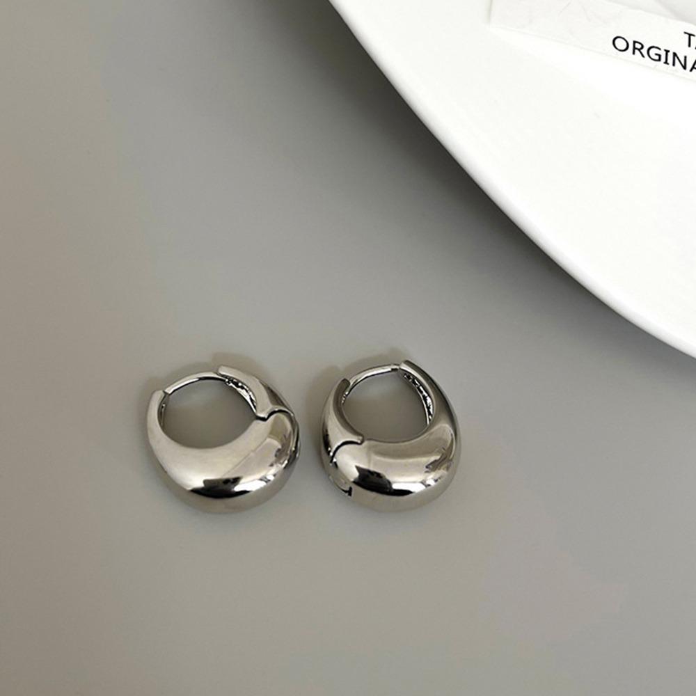 Smooth Metal Chunky Hoop Earrings Versatile Ear Clips Fashion Earring Jewelry  for Women