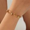 Gold Stainless Steel Cz Pave Cylinder Charm Double Chain Bracelet