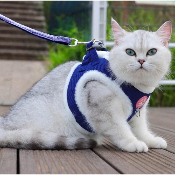 Ranboer Pet Cozy Corduroy Harness Set, Navy