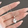 French Four-Leaf Clover Zircon Pendant Necklace - Elegant White Copper Clavicle Chain Jewelry.