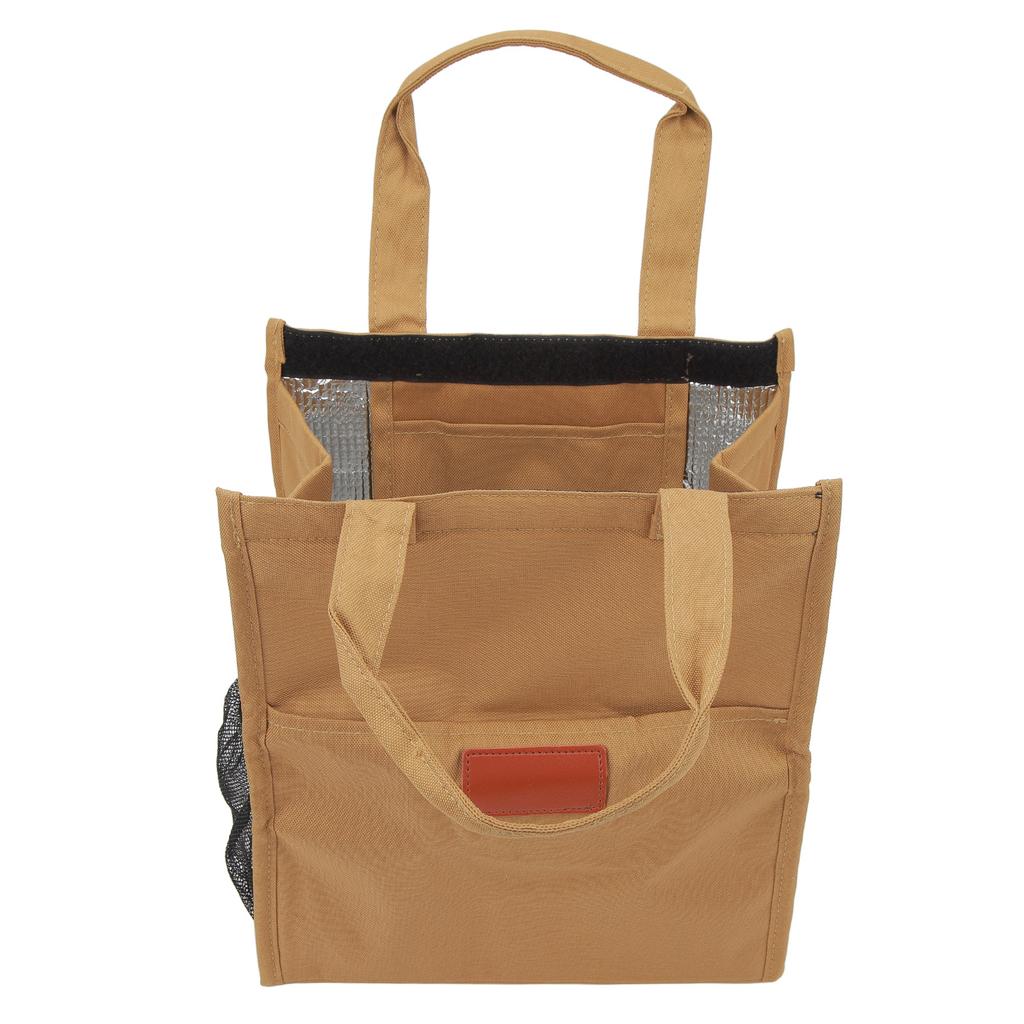 Waterproof Lunch Insulation Bag Portable Thickened Aluminum Film Bento Bag for Travel Work School Picnic Khaki