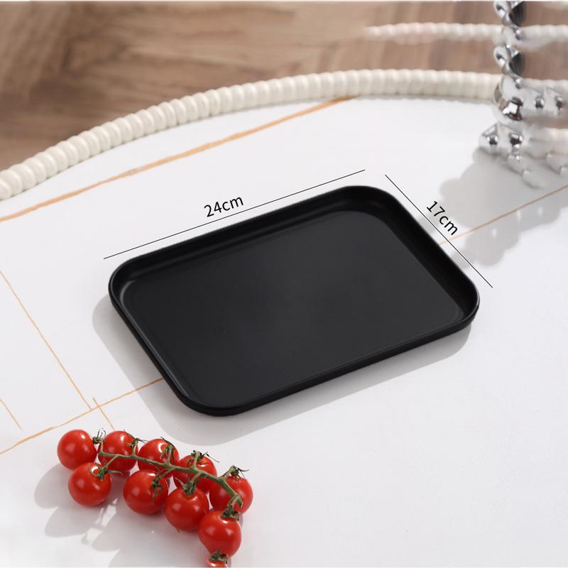Chinese Black Tray Round Plastic Fruit Tray Tea Room Water Cup Tea Tray Snack Tray Afternoon Tea Dessert Tray