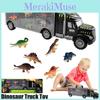 Exciting Dinosaur Truck Carry Case Transporter Dino Figures Playset For Kids Xmas Gift