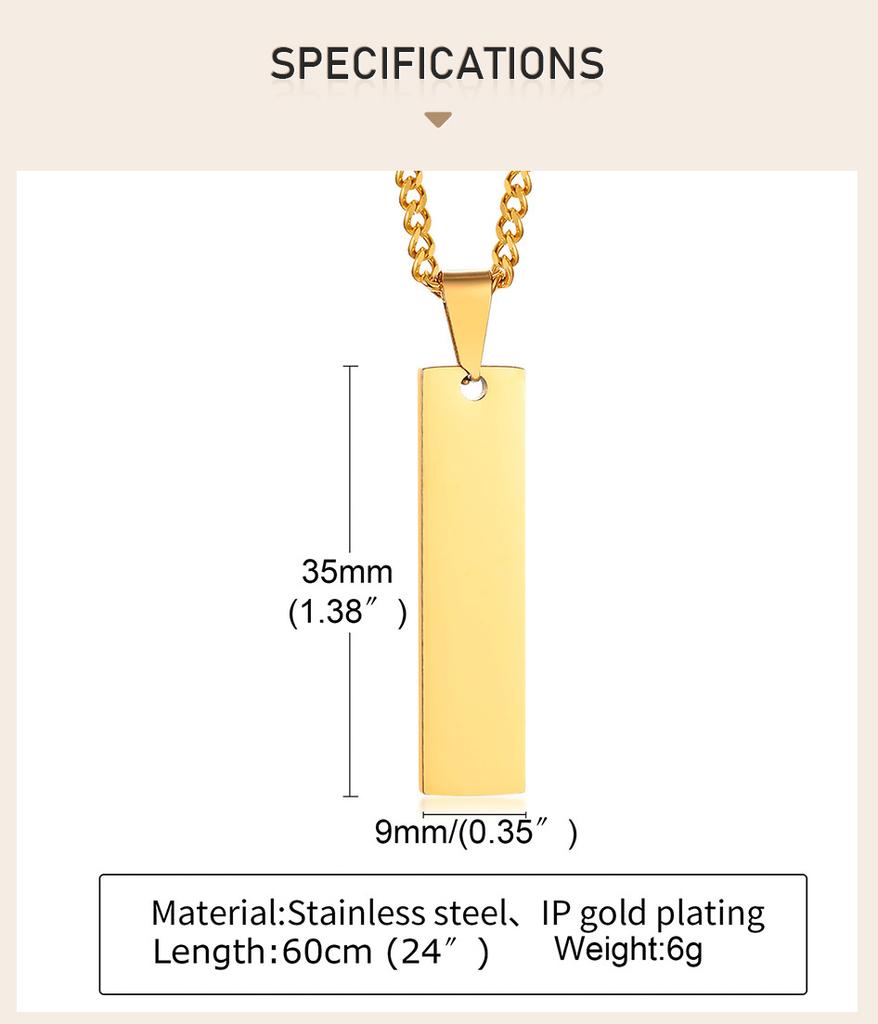 Custom Coordinate Necklace Pendant for Women, Engraved Personalized Vertical Bar Necklace,Stainless Steel Couple Jewelry