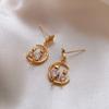 New Arrival Rhinestone Trendy Geometric Dangle Earrings Gold Color Metal Moon Cat Shape Elegant Party Jewelry For Women