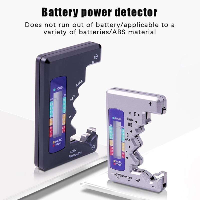 Black Portable Battery Capacity Indicator Compact Size Lithium Battery Level Tester Digital Display Battery Voltage Meter