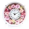 Preserved Flower Pink Gift To Mark Wall Clock Table with Glass 60th Retirement White Width 24cm X Length 8cm X Height Pink Lulu's Clock, Round, Roses,