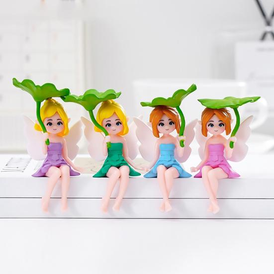 Miniature di Fate Ragazze Fatate Ornamenti con Foglia di Loto per Fioriera Giardino Fatato Paesaggi Muschiosi Scrivania di Casa Scaffale Decorazione per Auto