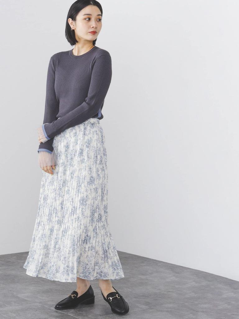 Skirt Toile De Jouy Poppy Pleated Skirt FREE [Beams Heart] Women's OFF_WHT