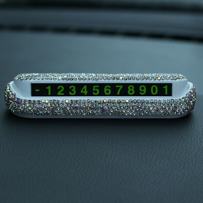 Lüks Araba Geçici Park Kartı Telefon Numarası Plaka Kutusu Gizlenebilir Araba Parıltı Aksesuarları Gadget Kadınlar/Erkekler için