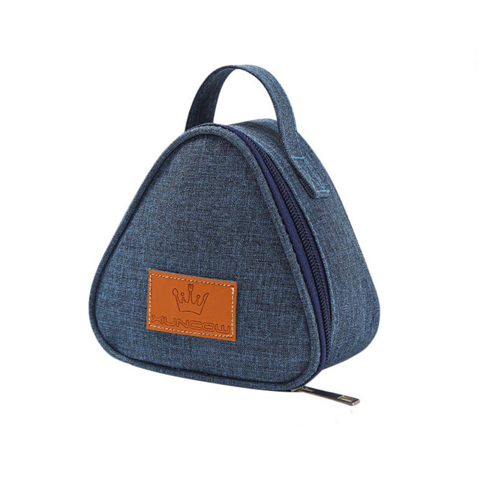 High Quality Portable Triangular Insulation Bag Mini Durable Student Rice Ball Bag Aluminum Foil Lunch Box темно-синий