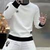 Spring Autumn High Quality Luxury Men's Round Neck T-shirt Male Clothes TrendSlim Long Sleeve Jacquard Pullovers Tops for Men