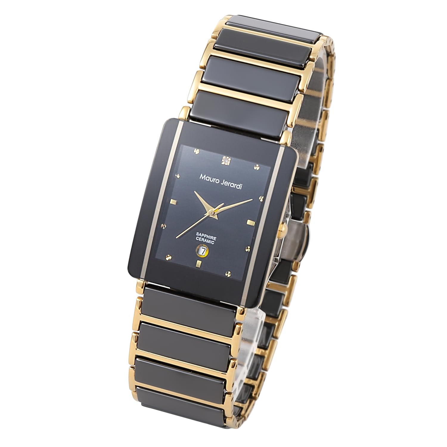 

Stainless Steel Ceramic Luxury Sapphire 1 Natural Diamond [Mauro Gerardi] Men s Watch, & Bracelet, MJ3080-1, Crystal,