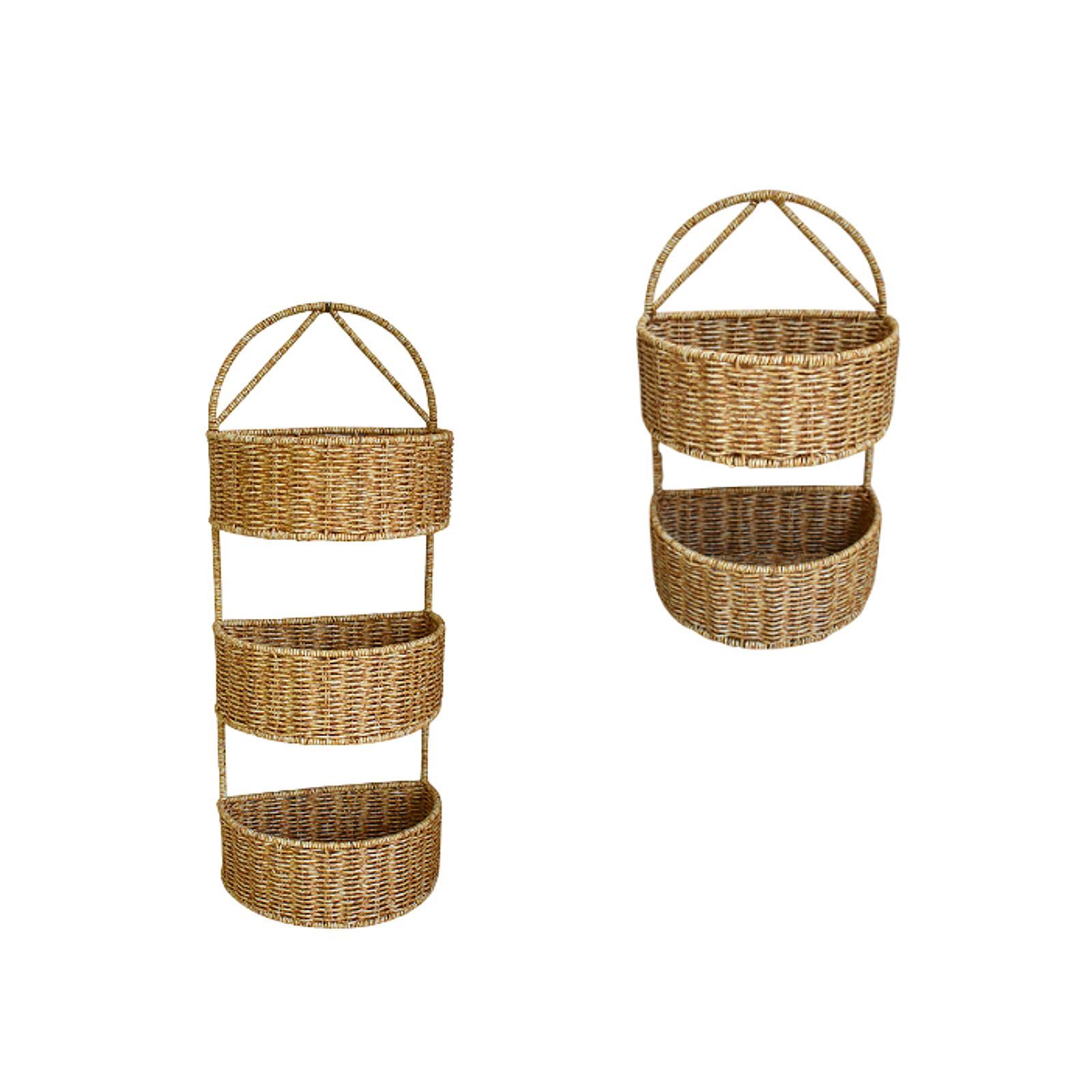 

Implementation Rattan Wall Assembly Basket, Sundies Storage Organizer Woven Wall 2 layers